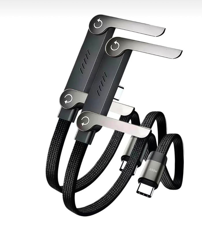 240W Type-C to Type-C Fast Charging Cable with Built-in Folding Phone Stand