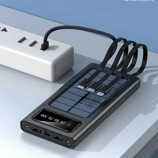 Solar 20000mAh Power Bank with Cable