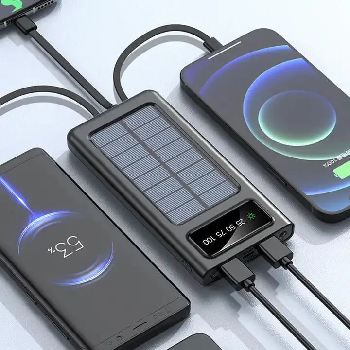 Solar 20000mAh Power Bank with Cable