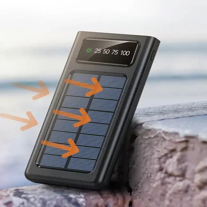 Solar 20000mAh Power Bank with Cable